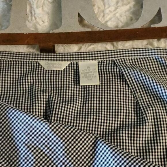 Christopher & Banks White & Black Checkered Accented Trimmed Sz. 14 Zip Skirt - Picture 4 of 6